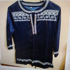 Blue and white Tunic women's size Large